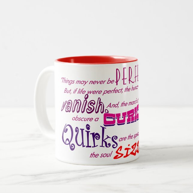 Caneca De Café Em Dois Tons Quirky Perfecto Coffee Mug De Duas Pontas (Frente Esquerda)