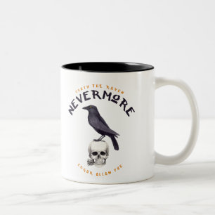 Caneca De Café Em Dois Tons Quoth o corvo nunca mais - Edgar Allan Poe