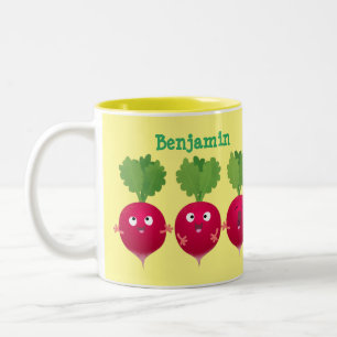 Caneca De Café Em Dois Tons Rabanetes cúbicos cantando legumes trio