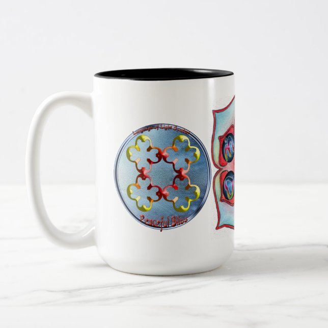 Caneca De Café Em Dois Tons Rabiscar no símbolo da Felicidade Pacífica (Esquerda)