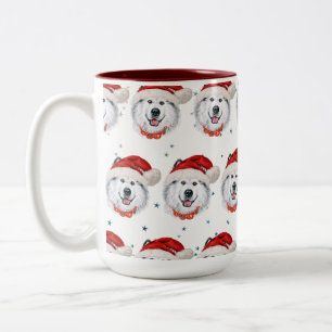 Caneca De Café Em Dois Tons Raça de Cão Malamute do Alasca Estrelas de Natal