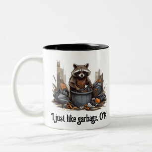 Caneca De Café Em Dois Tons Raccoon gosta de lixo