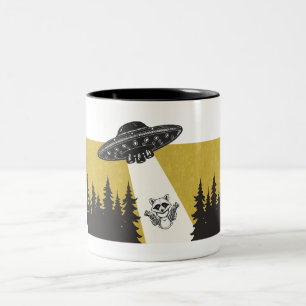 Caneca De Café Em Dois Tons Raccoon UFO
