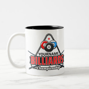 Caneca De Café Em Dois Tons Rack de Piscina de Bola 8 Billiards de NOME Person