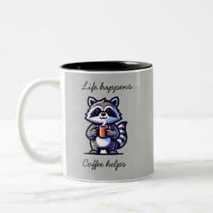 Caneca De Café Em Dois Tons Racoon Life Acontece Café Ajuda A Engraçada Mug