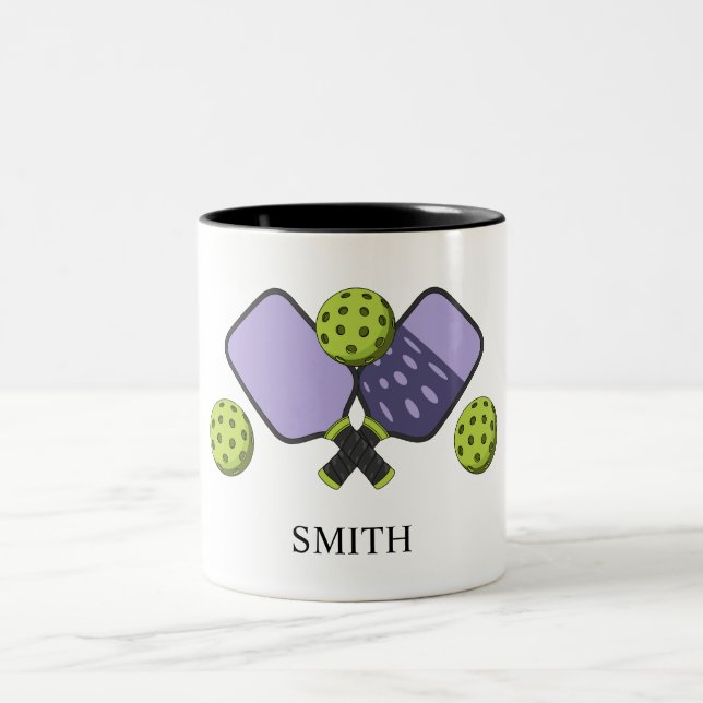 Caneca De Café Em Dois Tons Racquete de Pickleball Retro (Centro)