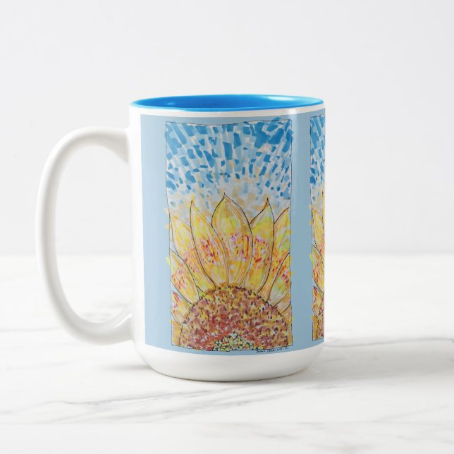 Caneca De Café Em Dois Tons Radiant Bloom Sunflower (Esquerda)