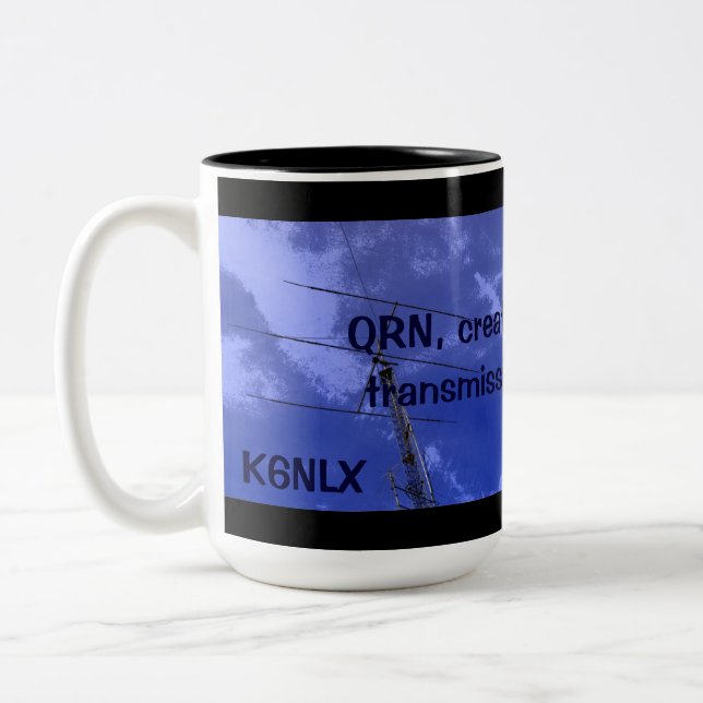 Caneca De Café Em Dois Tons Rádio Amateur QRN e Callsign Mug (Esquerda)