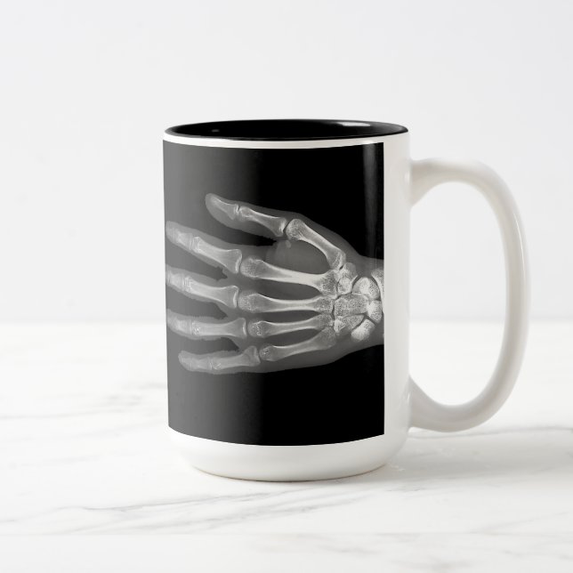 Caneca De Café Em Dois Tons Radiografia de Mão Esquelética (Direita)