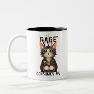 Caneca De Café Em Dois Tons Rage consome-me flor de gato