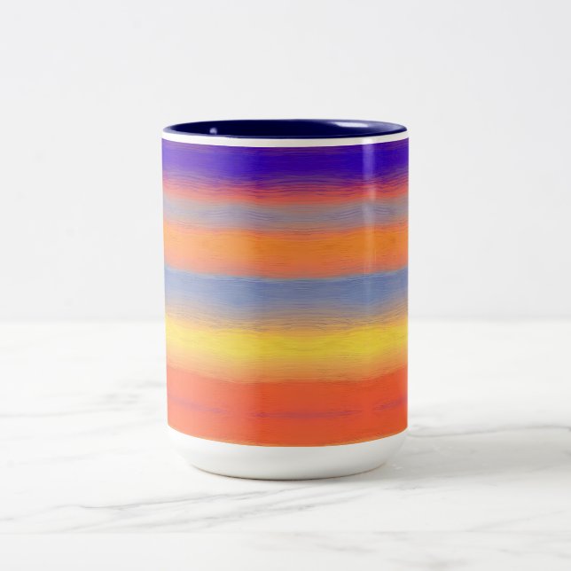 Caneca De Café Em Dois Tons Rainbow Brushstroke Gradient (Centro)