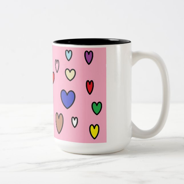 Caneca De Café Em Dois Tons Rainbow Hearts Mug (Direita)