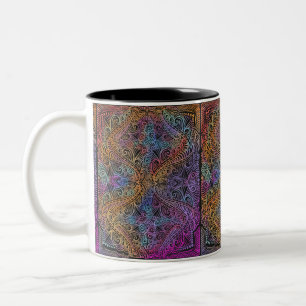 Caneca De Café Em Dois Tons Rainbow Kaleidoscope Mandala