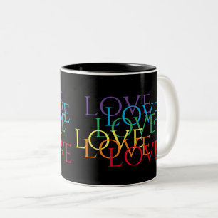 Caneca De Café Em Dois Tons RAINBOW LOVE II Black Two-Tone Mug