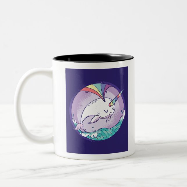 Caneca De Café Em Dois Tons Rainbow Narwhal (Esquerda)