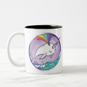 Caneca De Café Em Dois Tons Rainbow Narwhale