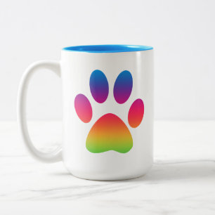 Caneca De Café Em Dois Tons Rainbow Paw Print Mug