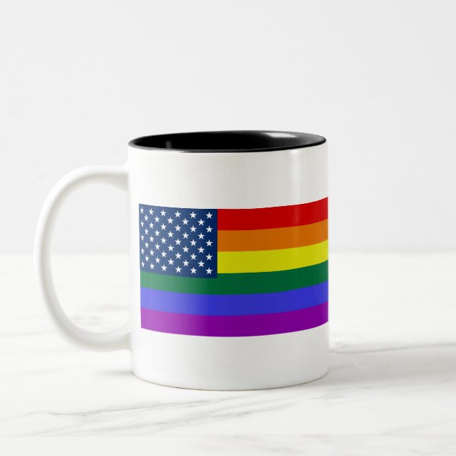 Caneca De Café Em Dois Tons Rainbow Pride EUA (Esquerda)