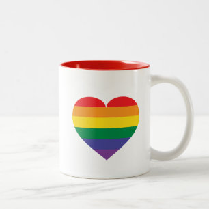 Caneca De Café Em Dois Tons Rainbow Pride Heart