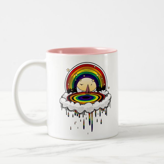 Caneca De Café Em Dois Tons Rainbow Rain (Esquerda)