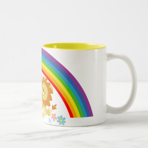 Caneca De Café Em Dois Tons Rainbow Tango-Cute Cartoon Lions Mug