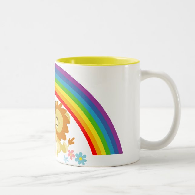 Caneca De Café Em Dois Tons Rainbow Tango-Cute Cartoon Lions Mug (Direita)
