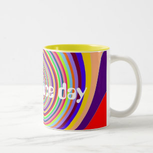 Caneca De Café Em Dois Tons Rainbow Tenha um dia agradável turbilhão de doce