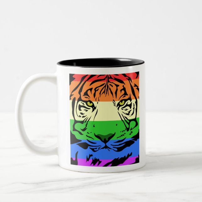 Caneca De Café Em Dois Tons Rainbow Tiger (Esquerda)