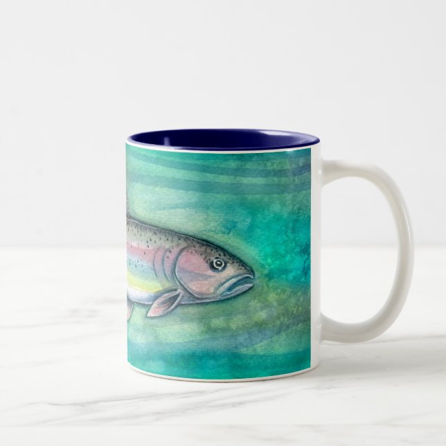 Caneca De Café Em Dois Tons Rainbow Trout Fish Art Mug (Direita)