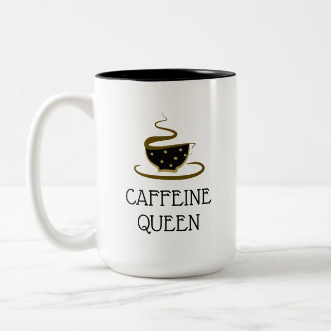 Caneca De Café Em Dois Tons Rainha da Cafeína Amante de Café (Esquerda)