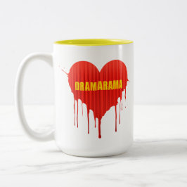 Caneca De Café Em Dois Tons Rainha do Drama Dramarama coração sangrando