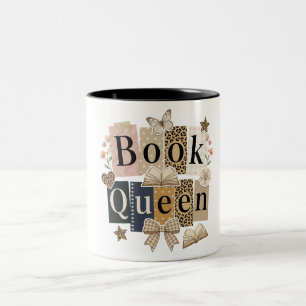 Caneca De Café Em Dois Tons Rainha do Livro Fofo