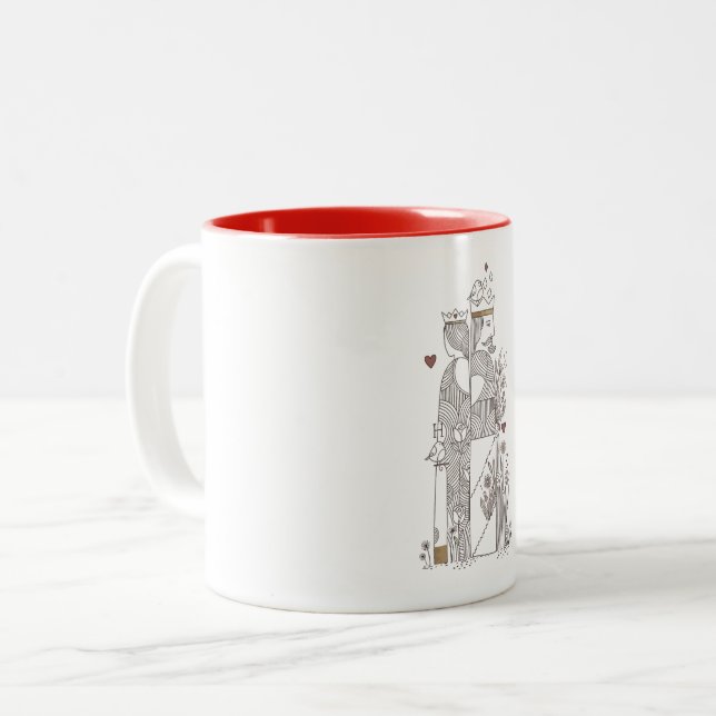 Caneca De Café Em Dois Tons Rainha+Rei (Frente Esquerda)