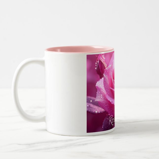 Caneca De Café Em Dois Tons Rainha Rosa (edição rosa magenta) (Esquerda)