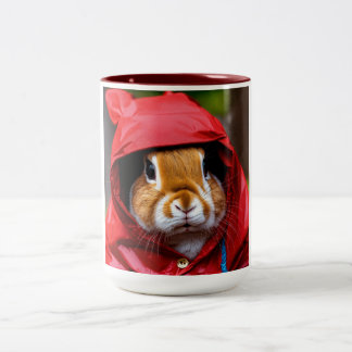 Caneca De Café Em Dois Tons "Rainy Day Bunny Bliss Coffee Mug"