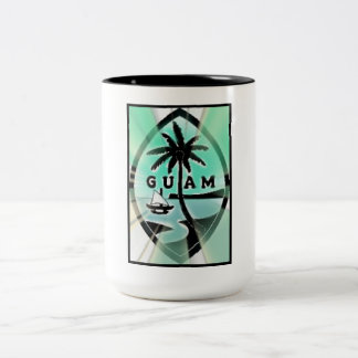 Caneca De Café Em Dois Tons Raios de w Sun do selo de Guam