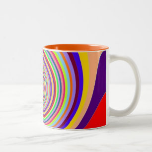 Caneca De Café Em Dois Tons Raios-doces de pop-arte psicodélica brilhante