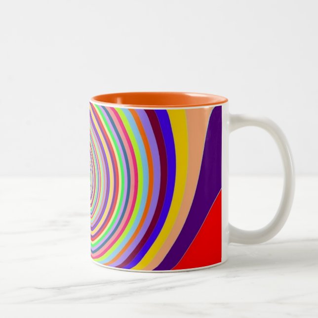 Caneca De Café Em Dois Tons Raios-doces de pop-arte psicodélica brilhante (Direita)