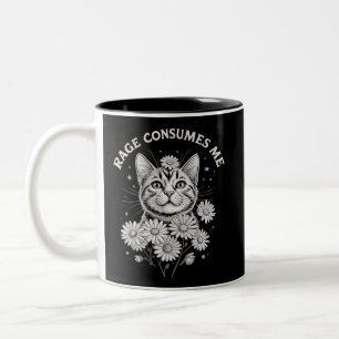 Caneca De Café Em Dois Tons Raiva de Gato Me Consome Piada Sarcástica Flor de
