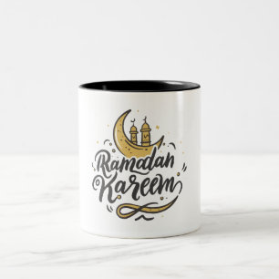Caneca De Café Em Dois Tons Ramadan Kareem Crescent Moon avistou a festa