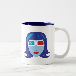 Caneca De Café Em Dois Tons Rapariga 3D