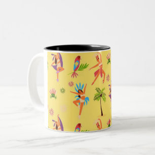 Caneca De Café Em Dois Tons Raparigas Tradicionais Aloha Hula De Jerry No Hava