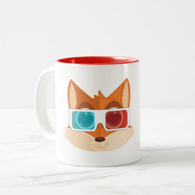 Caneca De Café Em Dois Tons Raposa - 3D (Frente Esquerda)