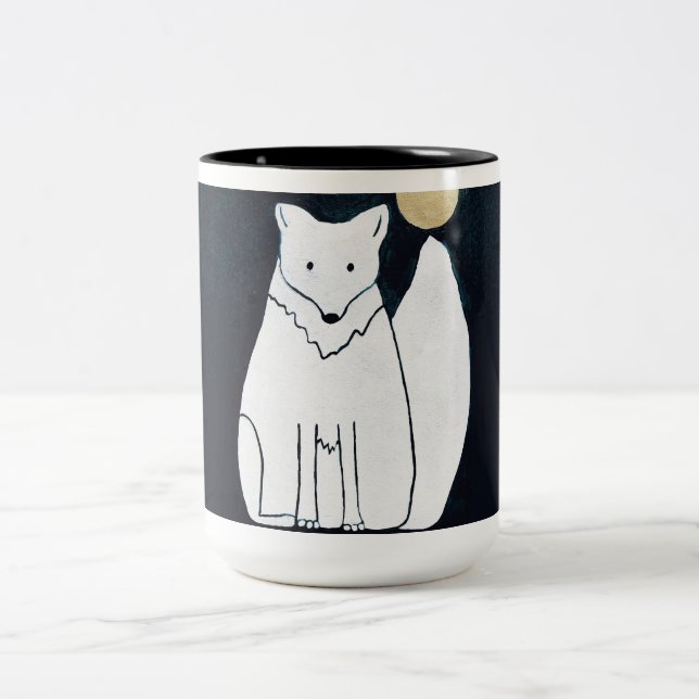 Caneca De Café Em Dois Tons Raposa Árctica com Mug Luar (Centro)