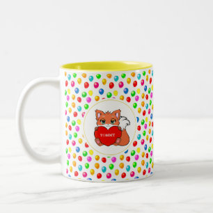 Caneca De Café Em Dois Tons Raposa-branca e Balões Festivos Multicoloridos