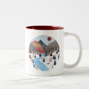 Caneca De Café Em Dois Tons Raposa de caça de inverno