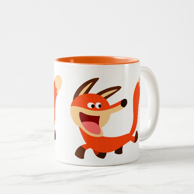Caneca De Café Em Dois Tons Raposa de Cartoon Misquievo Bonita (Frente Esquerda)