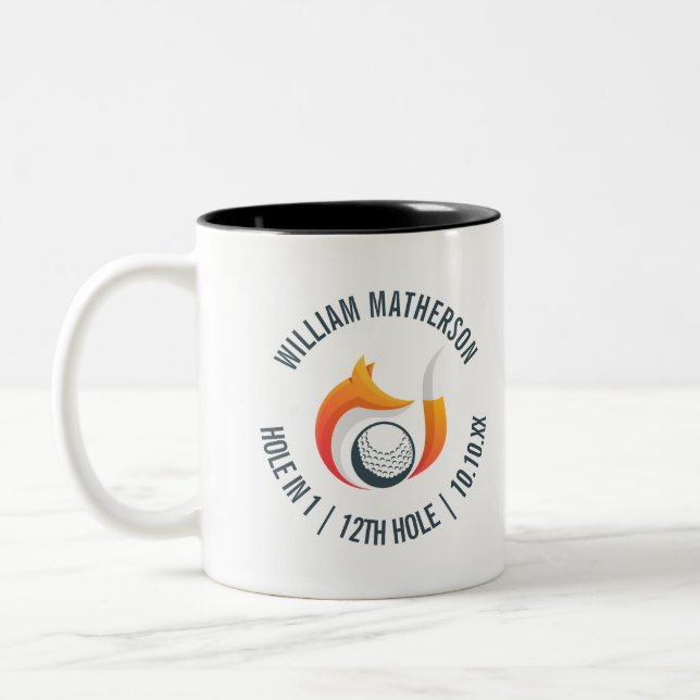 Caneca De Café Em Dois Tons Raposa e Bola Personalizada com Buraco em Um (Esquerda)