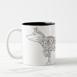 Caneca De Café Em Dois Tons Raposa Flor
