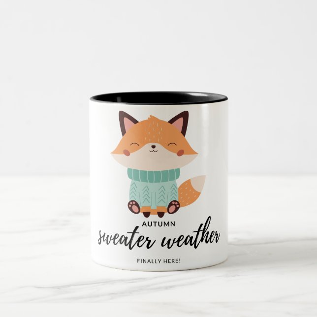 Caneca De Café Em Dois Tons raposa fofa de outono  (Centro)